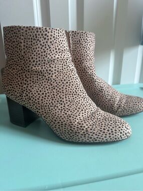 LOFT Spotted Suede Ankle Boots in Beige and Black